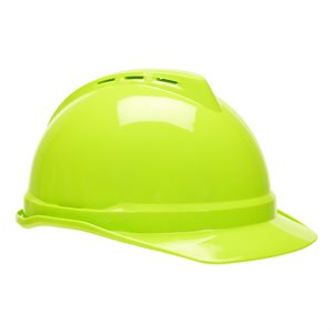 MSA V-Gard 500 Vented Cap Style Hard Hat w / Fas-Trac Suspension - Hi-Viz