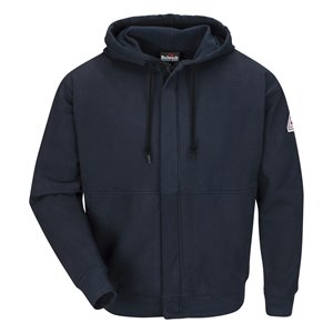 Bulwark FR 12.5 oz Navy Zip-Front Hooded Sweatshirt