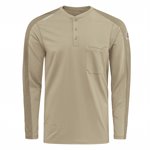 Bulwark FR 6.75 oz Khaki Flex Knit Henley