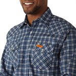 Wrangler FR Long Sleeve Western Snap Plaid Shirt