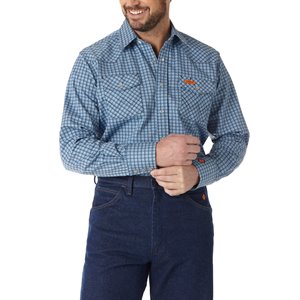 Wrangler FR Long Sleeve Western Snap Plaid Shirt